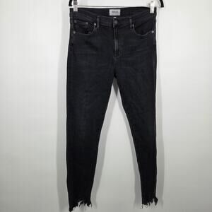 AGOLDE women 30 Black Sophie Raw Edge Skinny High Rise Rocker Classic Jean